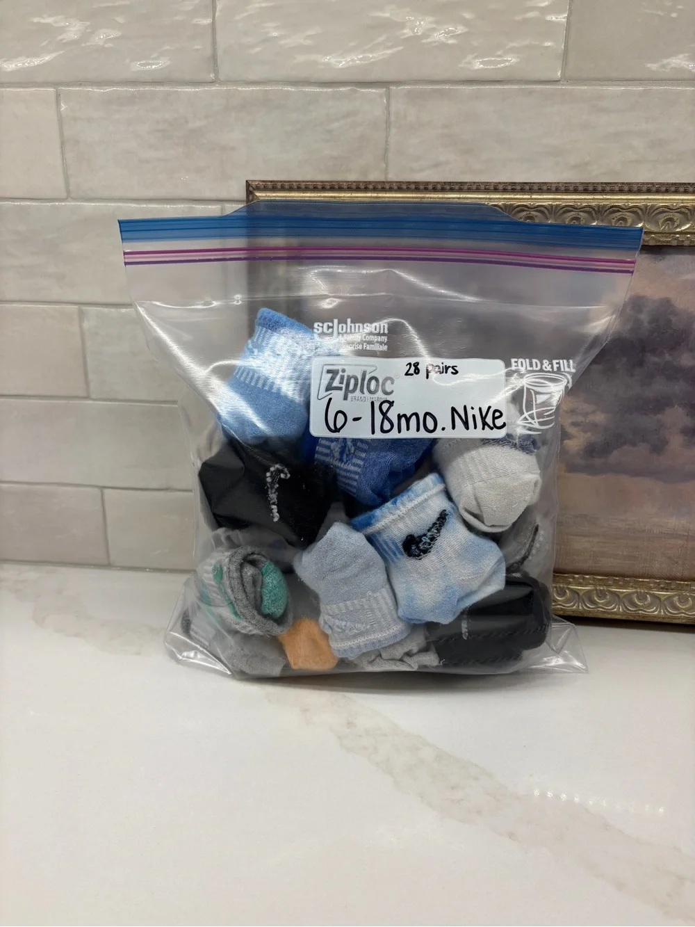 6-18 month Nike Socks (28 pair) Various Colors, Patterns
